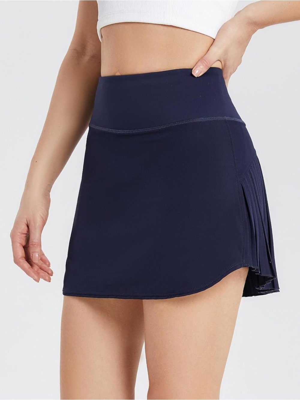 Navy Athletic Pleated Side Skort
